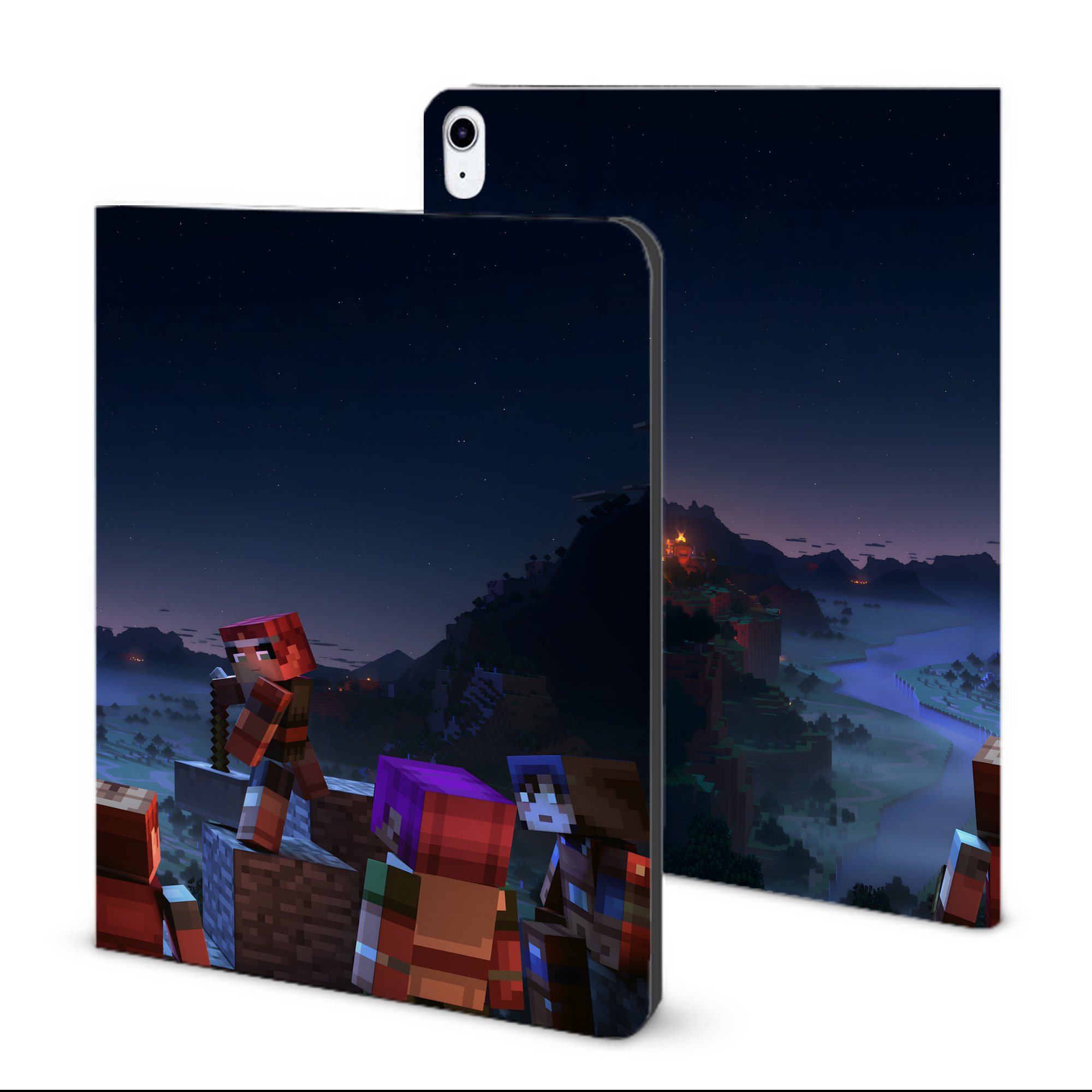 （画像用） マインクラフト ブロックの世界 Minecraft MC Block world IPad ケース ブック型 PUレザー TPU 耐衝撃 軽量 薄型 ペン収納なし 全面保護 IPad 各モデル対応